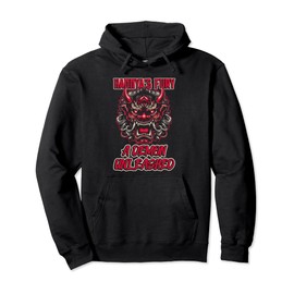 Hannya's Fury: A Demon Unleashed Hannya Mask Pullover Hoodie