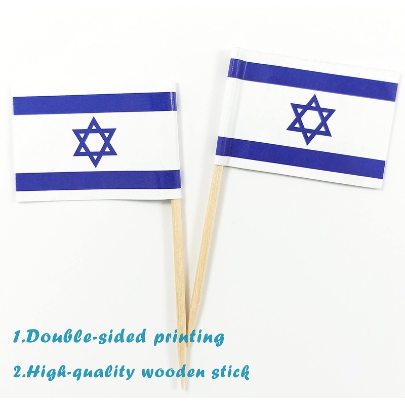 JBCD Israel Toothpick Flag Israeli Mini Small Cupcake Topper Flags,