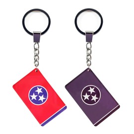 QQSD Tennessee Flag Keychain Key Ring, 2 Pack