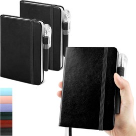 Small Notebook College Ruled, 3 Pack (Black) 3.7x5.7 in Pocket Notebook Journaling Notebooks Mini Hardcover Lined Note Pads with Pens for Work Business Travel and Office Supplies