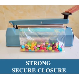 Impulse Heat Sealer 8 Inch 5mm Mylar Bag Sealer Heat Seal Machine, 110v Manual Heat Sealer for Plastic/Poly/Cookie Bags, 8 Replacement Parts & Teflon Cloth Strip(2 Round Cutter Lines Included)