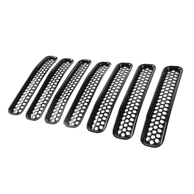 HDmirrorR 1997-2006 Wrangler TJ 7Pcs Matte Black Mesh Grill Inserts
