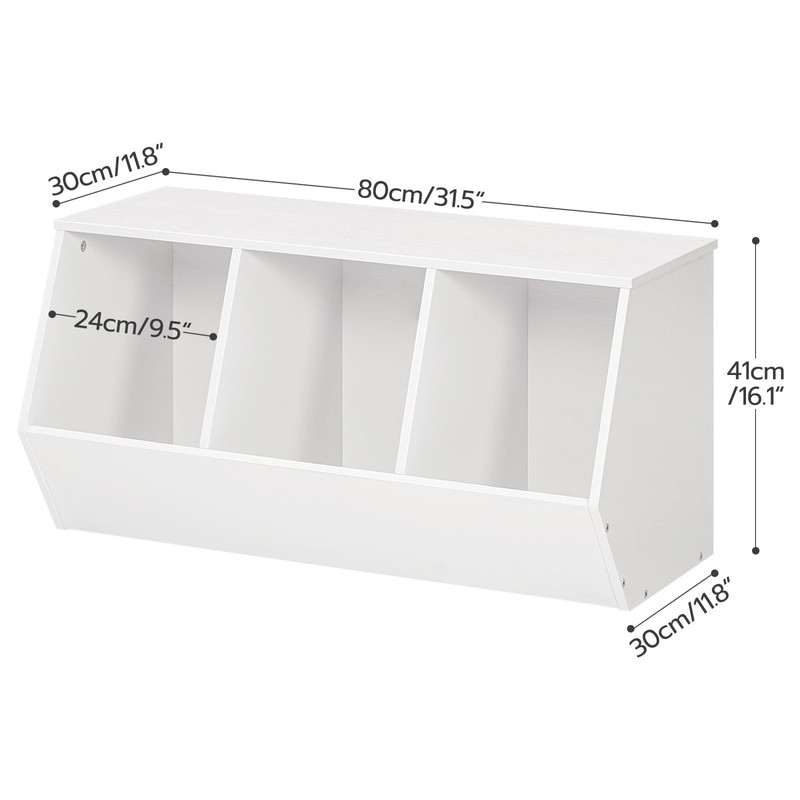 HOOBRO Toy Storage Cubby, Kids Bookshelf, Stackable 3-Bin Toy Storage