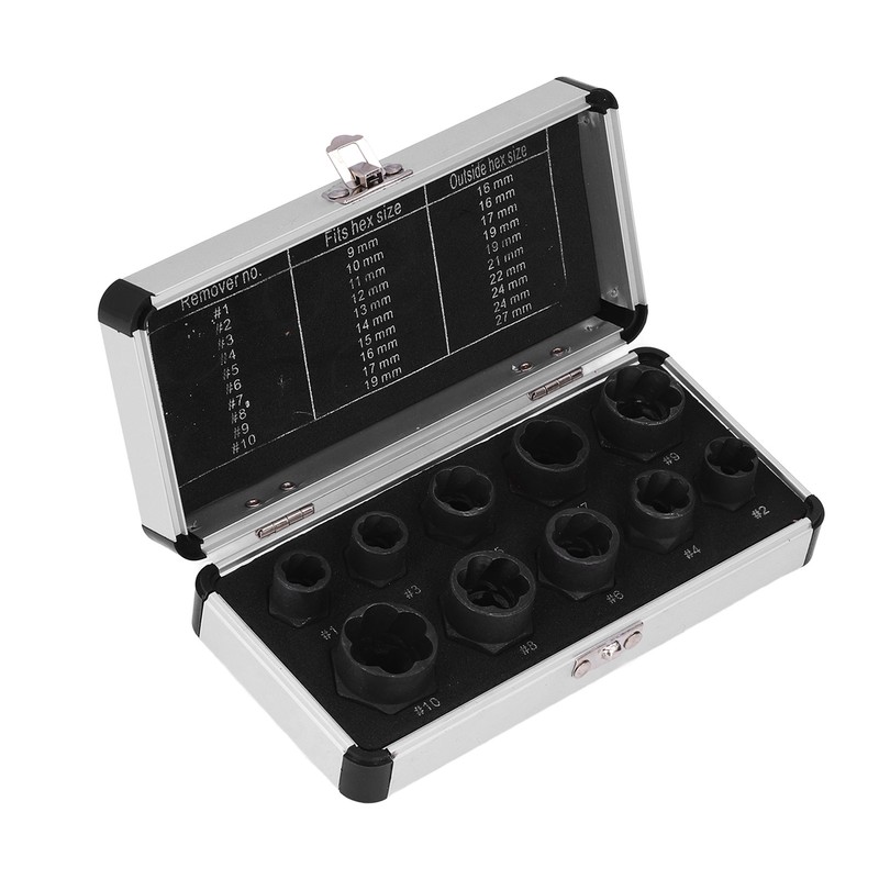 10Pcs Nut Remover Set Stripped Lug Bolt Broken Screw Extractor