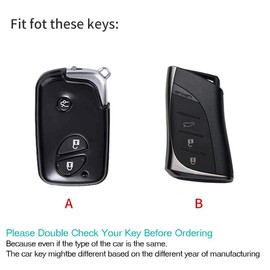 ontto Leather Car Key Fob Cover Keyring fit for Lexus CT200h ES300h IS250 GX400 RX270 RX450h RX350 LX570 Key Case Keychain Remote Key Holder Protector Accessories 3 Buttons Black A