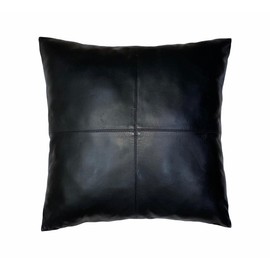 LEATHER FAIR Throw Pillow Leather Covers 20X20 inch, Black Colour for Modern Boho Farmhouse Decor Large Square Decorative Bedroom Living Room Cushion Cases for Couch Bed Sofa