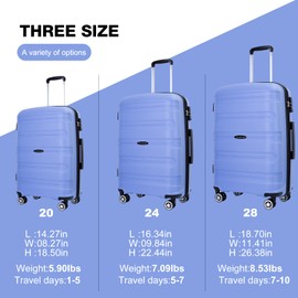Travelhouse Luggage Set with Double Spinner Wheel,PP Hardside 3 PIECE Suitcase Set with Spinner Wheel, Carry on set with TSA Lock (BLUE)
