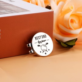 Golf Ball Marker for Fathers Day, Best Dad by Par Gifts from Daughter Son, Golfer Golf Lover Birthday Christmas Gift for Dad Daddy Grandpa, Father Husband Gifts from Daughter Wife, Magnetic Hat Clip