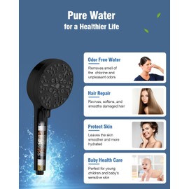 Filtered Shower Head with Handheld Oil Rubbed Bronze, BOWGER 6 Modes High Pressure Shower Heads with Power Wash and Hard Water Filter, Detachable Hand Held Showerhead Set with Extra Long Hose, ORB