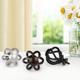 2 Pack Bronze Curtain Holdbacks, USFOOK Decorative Window Drapery Tiebacks (2 Pack/1 Pair), Curtain Tie Back Hooks for Wall with Twisted Cage Finials (3.45" L x 5.35" W)