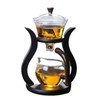 Lazy Kungfu Drip Teapot Magnetic Semi-Automatic Glass Teapot Wooden Glass