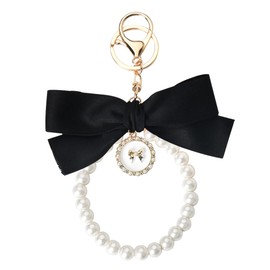 Sdopbinbin Black Bow Keychain for Girls Women Bow Key Chain for Car Keys for Womens Keychain Bow Pearl Keychains for Women Bow Keychains for Women Bow Keychain for Purse Backpack Keychain for Wrist