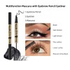 Multifunktion Mascara/Wimperntusche mit Augenbrauenstift Eyeliner, Schwarze Mini-Bürste für untere Wimpern,