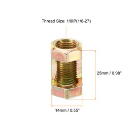 PATIKIL 1/8IP(1/8-27) Hex Coupling Nut, 6 Pack Female Thread Connector 25mm Hexagonal Sleeve Nut Rod Bar Stud Tube Joint Hardware for Lamp Repair DIY