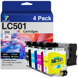 LC501 Ink Cartridges for Brother Printer MFC-J1360DW, LC501 Series Ink Compatible for Brother LC501 Ink Cartridges LC501XL for MFC-J1360DW MFC-J1260W MFC-J1410DW (LC5014PK, Black Cyan Magenta Yellow)