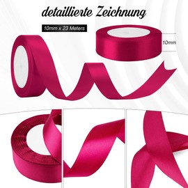 Xioabre Gift Ribbon Pink Satin Ribbon 25 mm, 22 Metres Ribbon Christmas Wide Magenta Decoration Fabric Ribbon for Wedding Ribbon Bridal Bouquet Decoration