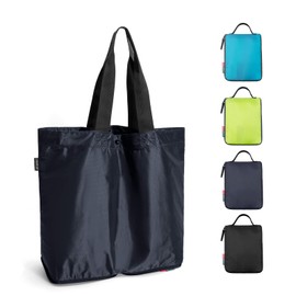 Pack all Lightweight Folding Tote Bag, Eco Bag, Waterproof, Shopping Bag, Compact, Large Capacity, 3.6 gal (16 L) (Black/Navy/Blue/Green), navy