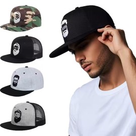 Morris Coo Men's Hat, Large Size, Deep, Straight Baseball, Stylish, Sunshade, Adjustable, Stylish, Embroidered, black A (mesh), Free size