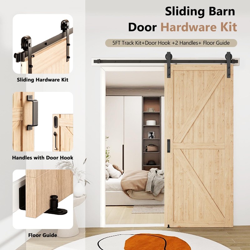 Arti-Life Barn Door Hardware Kit 5FT Heavy Duty Sliding Door