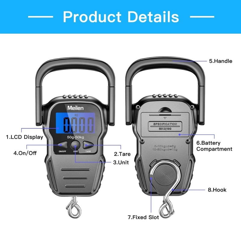 Travel-Ready Luggage Scale with Bright LCD Display & Built-in Measuring