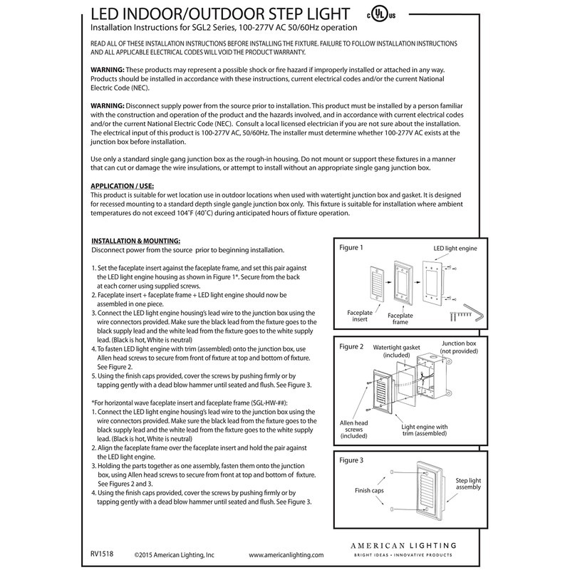 American Lighting SGL-HL-SS Horizontal Louver Faceplate for LED Step Light,