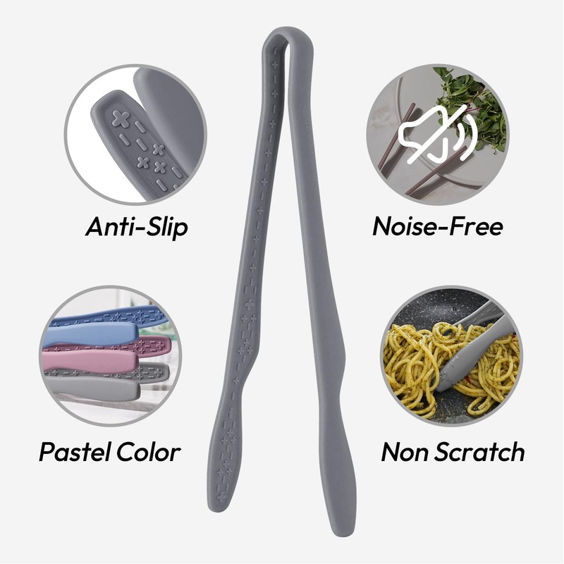 carrotez Silicone Tongs for cooking, Anti-Slip,Non-Scratch kitchen tongs 9.5 Inch