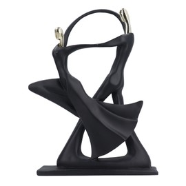 Couple Dancing Statue Lover Art Figurine Ornament Resin Decoration Sculpture for TV Cabinet Bookshelf Desk Gold Holding Hand 27.6x19.3cm