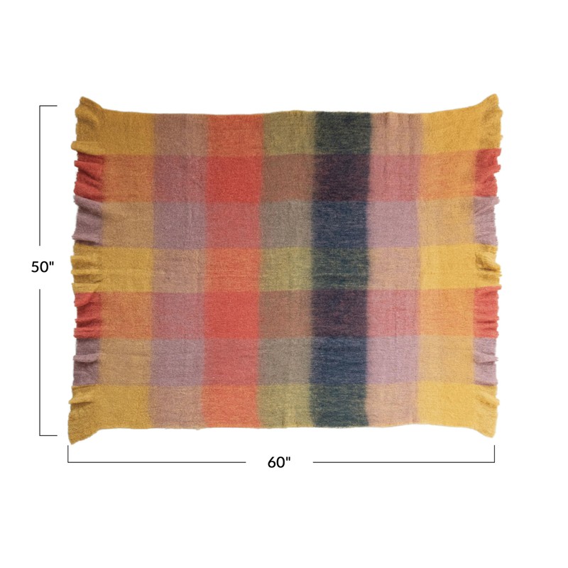 Creative Co-Op Patterned Wool and Acrylic Ruffled Throw Blanket, Multicolor