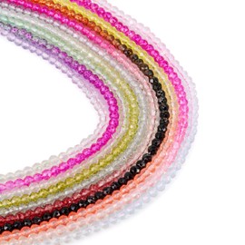 Boutigem 1230Pcs Faceted Crystal Glass Beads 3mm Gradient Color Glass Beads Strands for DIY Necklace Bracelet Earring Jewelry Making Crafts