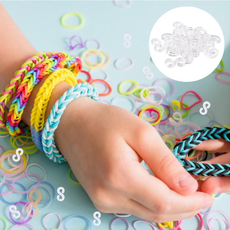 400pcs S Clips Loom Bands Clips Rubber Band Kit Plastic