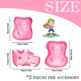 LHLZNB Kids Sports Protective Gear Set，Kids Knee Pads Set，Knee Pads Elbow Pads Wrist Guards Set,Knee Elbow Pads with Adjustable Wrist Guards for Skateboard Inline Roller Skating Biking Riding (Pink)