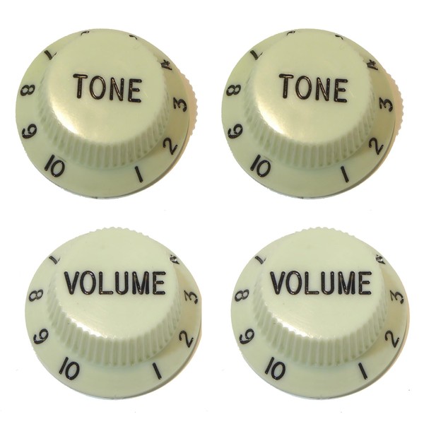 Lime Green guitar control knobs 0-10 scale 2x tone +