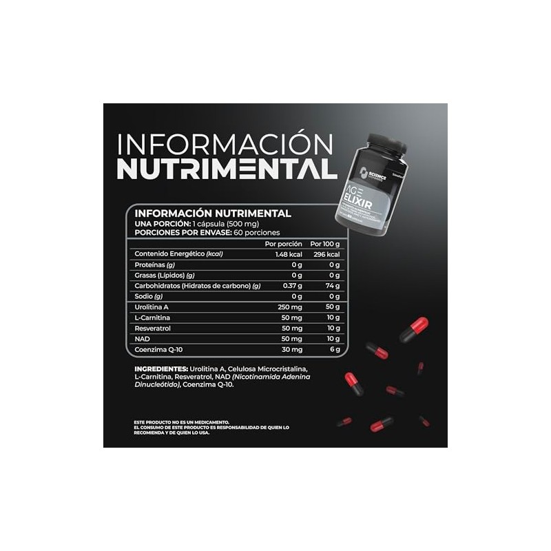 Age Elixir Suplemento Urolitina Trans Resveratrol Nad Carnitina Coenzima Q10