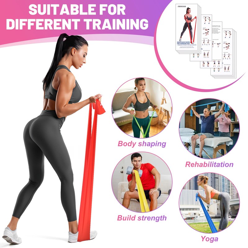 5 Pcs Resistance Bands, Professional Exercise Bands Elastic Stretch Bands
