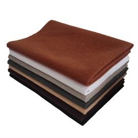 Qililandiy 7Pcs 1.4mm Thick Soft Felt Fabric Sheet Assorted Colors Felt Pack DIY Craft Sewing Squares Nonwoven Patchwork 45x45cm 7 Colors (Brown)