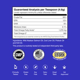 Wonder Paws Fish Oil for Dogs - Omega 3 for Dogs from Alaskan Salmon, Cod & Krill Oil - EPA DHA Fatty Acids - Less Shedding & Itching - Skin, Joint, Immune & Heart Health - Liquid Supplement (16 oz)