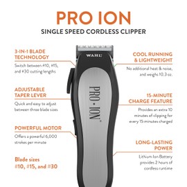 Wahl Professional Animal Pro Ion Pet, Dog, and Cat Cordless Clipper Kit