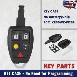 KEYECU for Volvo C30 S40 V50 C70 - 2004 - 2013 Remote Key Shell Case Fob KR55WK49259