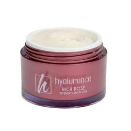 hyaluronce Rich Rose Creme 24h, Straffende Anti Aging Gesichtspflege für Tag & Nacht, gegen Falten, kostbarer Rosen Extrakt, trockene reife und anspruchsvolle Haut ab 40, 100 ml