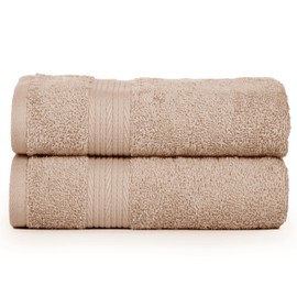 Ample Decor 100% Cotton Bath Towels for Bathroom 137 CM X 76 CM 600 GSM Soft Absorbent - 2pcs Beige