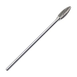 SH-5L6 Tungsten Carbide Burr Rotary Lengthened File Flame Shape Double Cut with 1/4''Shank for Die Grinder Drill Bit