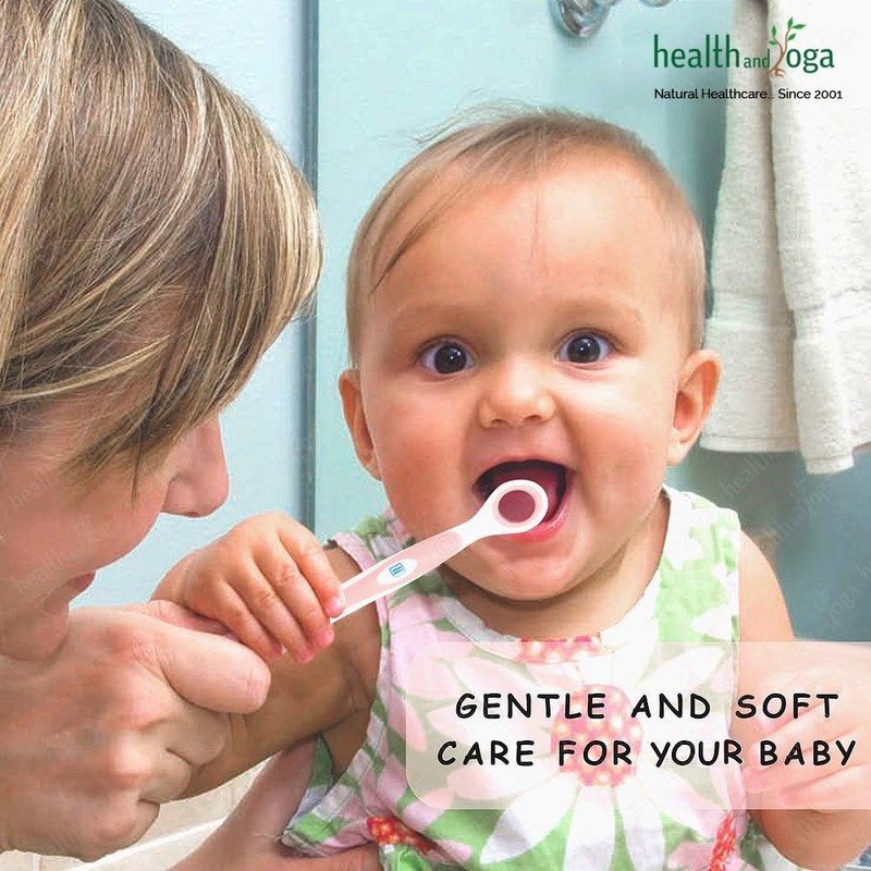 HealthAndYoga(TM) Soft Tongue Cleaner for Babies - Delicate Cleaning (Colors
