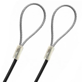 12ft Made to Order in USA Tie-Down Cable with Two End Loops Galvanized Steel Wire Rope 1/16" Vinyl Coated to 1/8", Aluminum Sleeves (12 feet, Black)