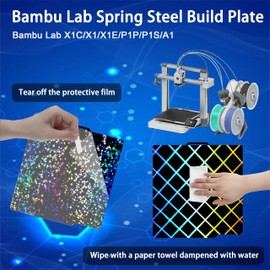 Build Plate for Bambu Lab P1S/X1C/X1/X1E/P1P/A1: TinytreesSmooth PEI H1H Carbon PET PEO PEY Sheet Bed Plate P1S Build Plate for 3D Printing Hobbyist, 257 X 257mm (PEY-Skynet + PEY-Stars)