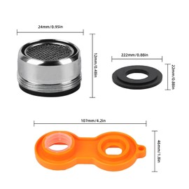 5 Piece Tap Aerator Kit with Installation Wrench - 24mm Male Thread Faucet Filter Nozzle & Bathroom Sink Insert for Soft Aerated Water Flow (Fits Kitchen, Bathroom & Shower Taps)