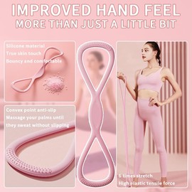 Figure 8 Exercise Bands for Women Men, Exercise Band,Exercise Bands with Handles for Working Out, Arm, Back, Fullbody Yoga Pulling Rope, Elastic Stretch Bands（15LB）