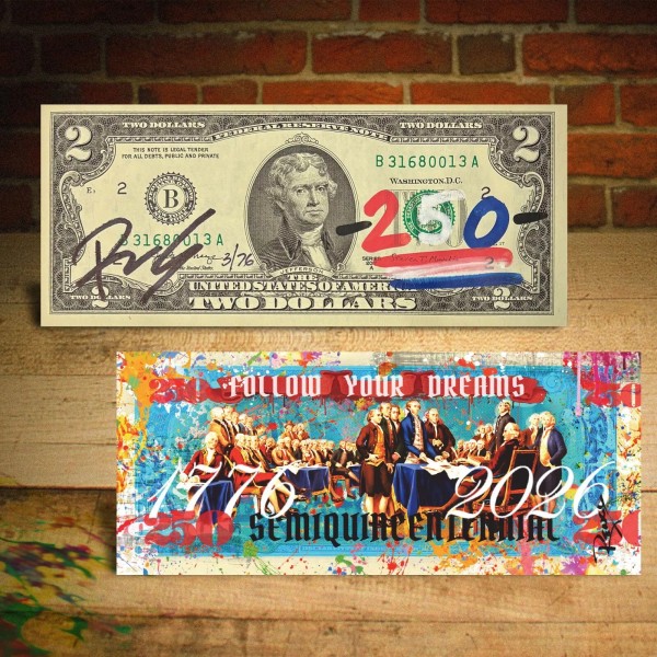 USA 250th Anniversary 1776-2026 Rency Signed US $2 Bill Follow
