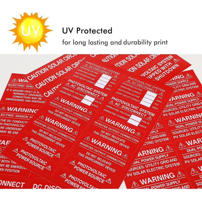 62-Pack Solar PV System Label Kit - Code 2020/2023 Compliant