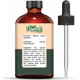 Organic Zing Cypress (Cupressus) Oil | Pure & Natural Essential Oil for Skincare, Aroma and Diffusers - 118ml/3.99fl oz
