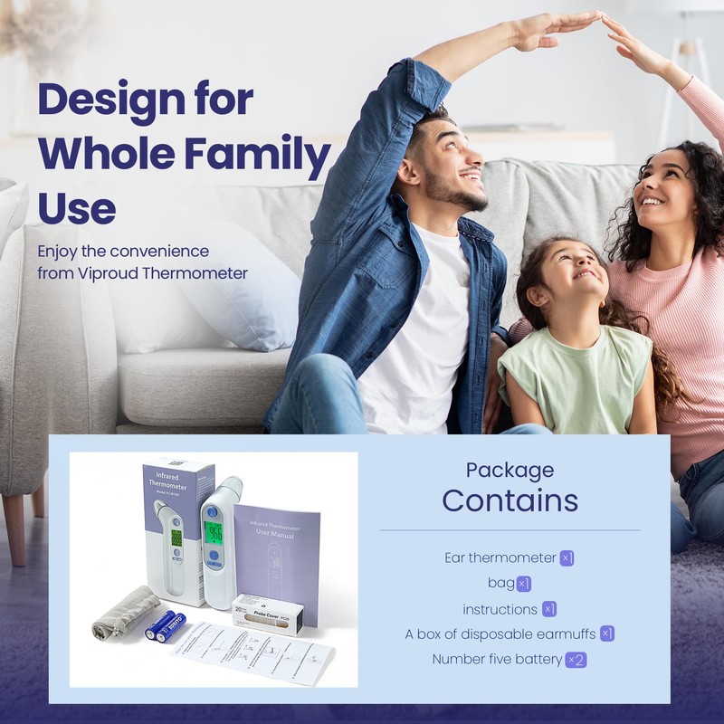 Ear Thermometer, Digital Ear Thermometer for Kids and Adults, High